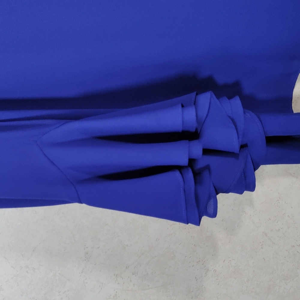 4093 Alex Marie royal blue crepe knit v-neck ruffle bell sleeve blouse XL - Picture 4 of 9
